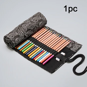 

Pencil Case Leaf Canvas Student Stationery Cute School Pen Bag Pouch Large Capacity
