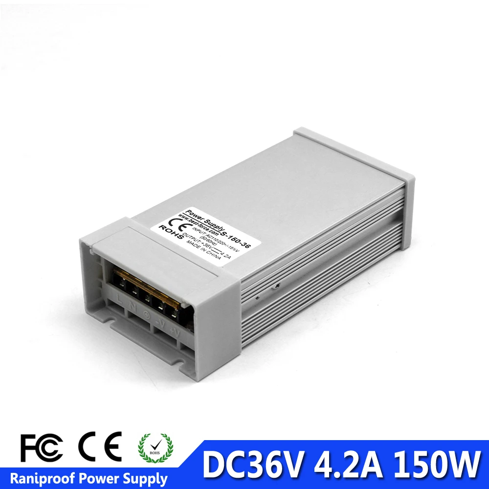 DC36V 4.2A 150 Вт Режим переключение, питание питания Блок питания для работы вне помещений 36 В непромокаемые SMPS для светодиодной ленты освещение лампы CCTV шаговый ЧПУ