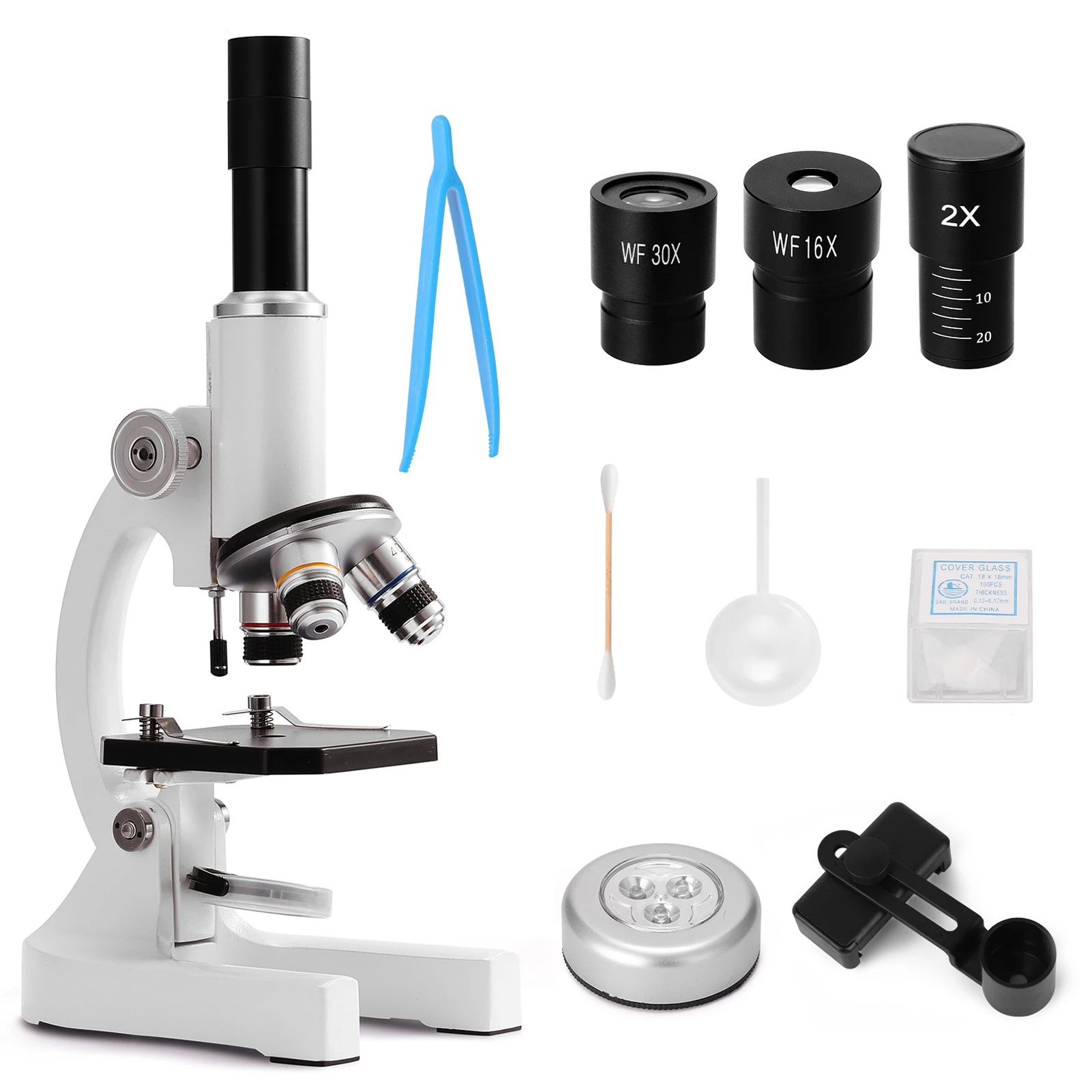 Microscopio óptico Monocular 64X 2400X para escuela primaria, microscopio  para enseñanza de Biología Experimental, regalo de cumpleaños para niños| Microscopios| - AliExpress