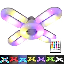 Four-leaf Bluetooth-compatible LED Music Lamp Colorful Intelligent Audio Folding Bulb Lamp Remote Control Ceiling Fixture Lights
