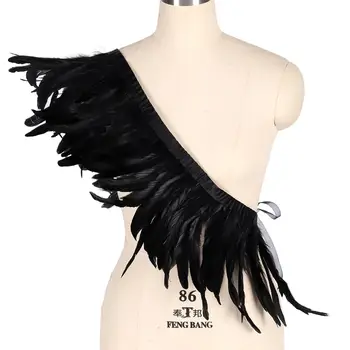 

Steampunk Feather Shawl Shoulder Cage Body Dance Wear Strappy Suspenders Harness Belt Crop Top Black Plus Size Halloween Art