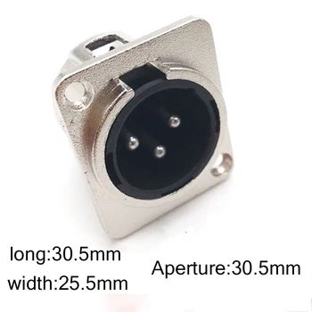 

3Pin XRL male socket module Dynamic function audio signal adapter Double Canon head Ground socket box module