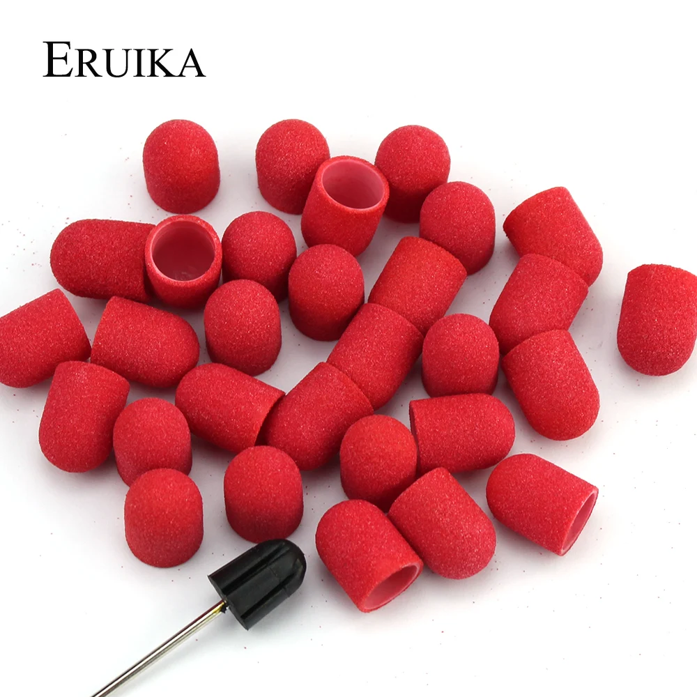 

20pcs 10*15mm Red Nail Sanding Cap Cuticle Drill Accessories Milling Bits Foot Cutter Burr Accessory