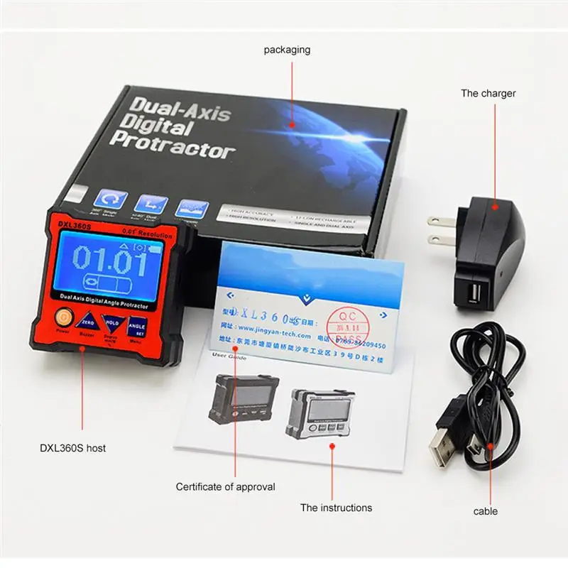 Jingyan dxl360s profissional duplo-axis digital display medidor