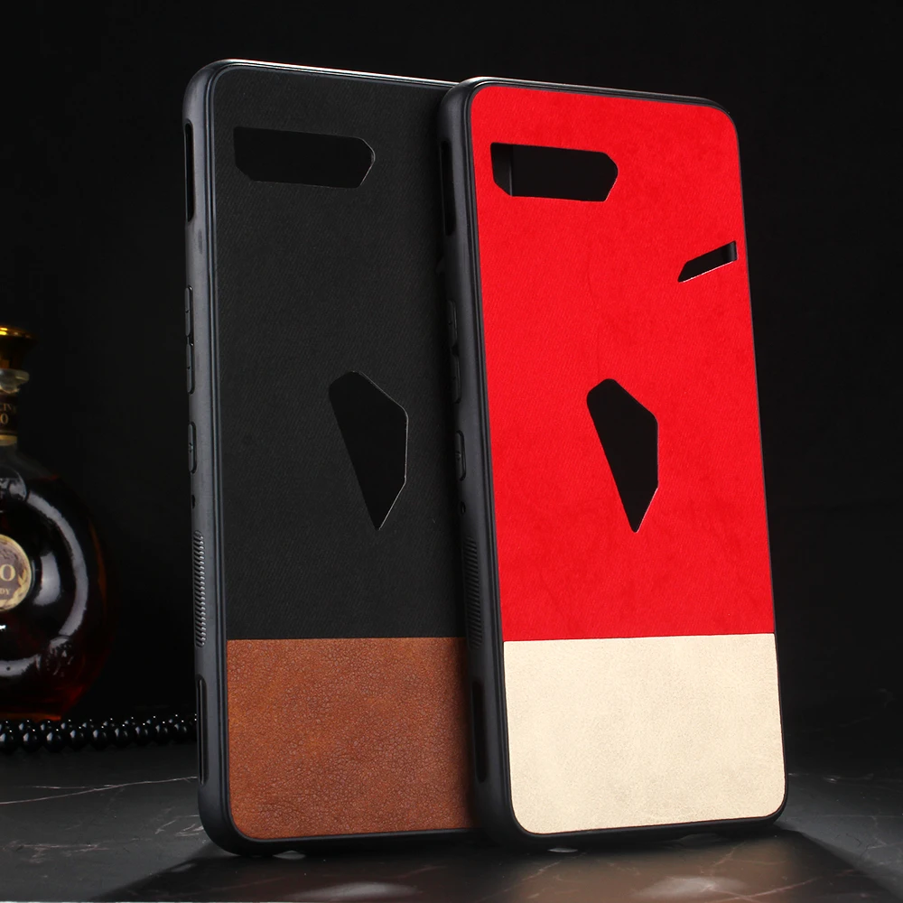 

For Asus ROG Phone II ZS660KL Case Asus Rog 2 Gog2 Silicone Soft Edge Cowboy PU Leather PC Phone Cover For Asus ROG Phone 2 Case