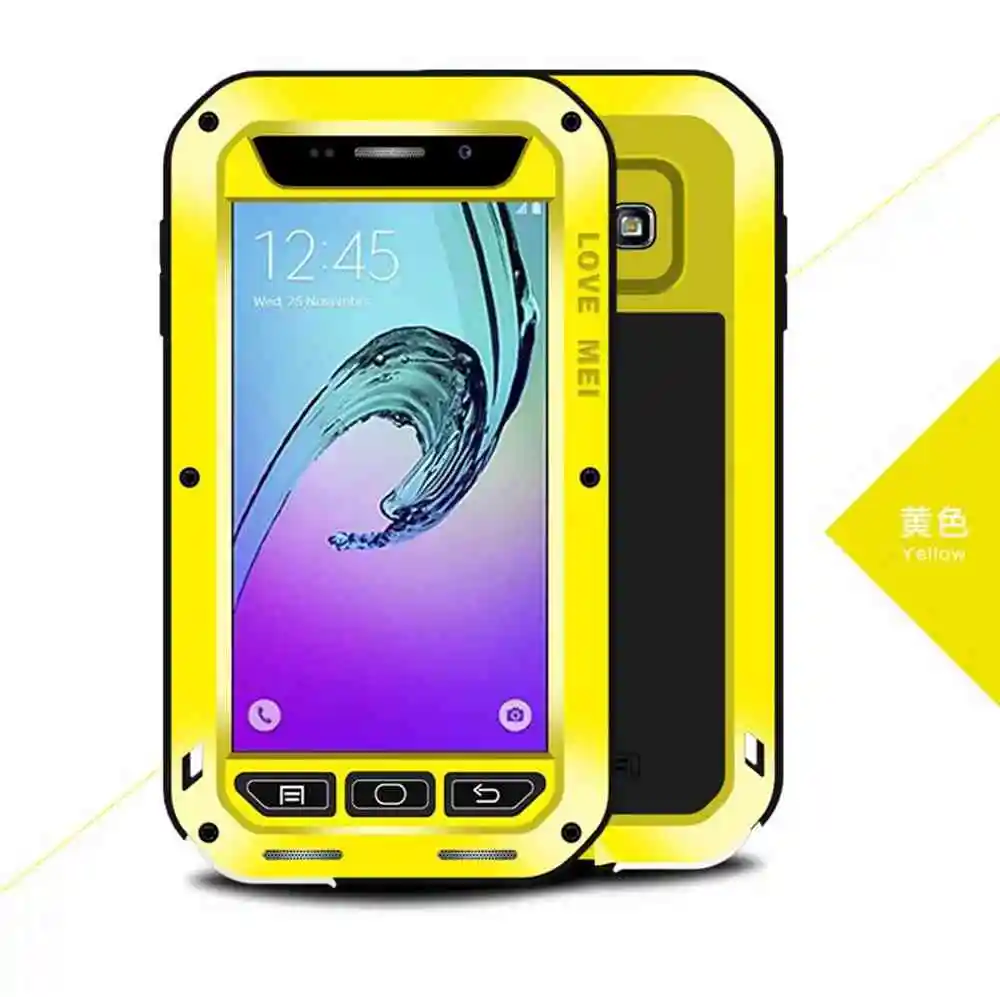 Yellow Чехол LOVE MEI для Galaxy A3/A5 водонепроницаемый мощный металлический+ силиконовый чехол для SAMSUNG Galaxy A3 A310 A5 A500 A7 S8 - Цвет: Yellow