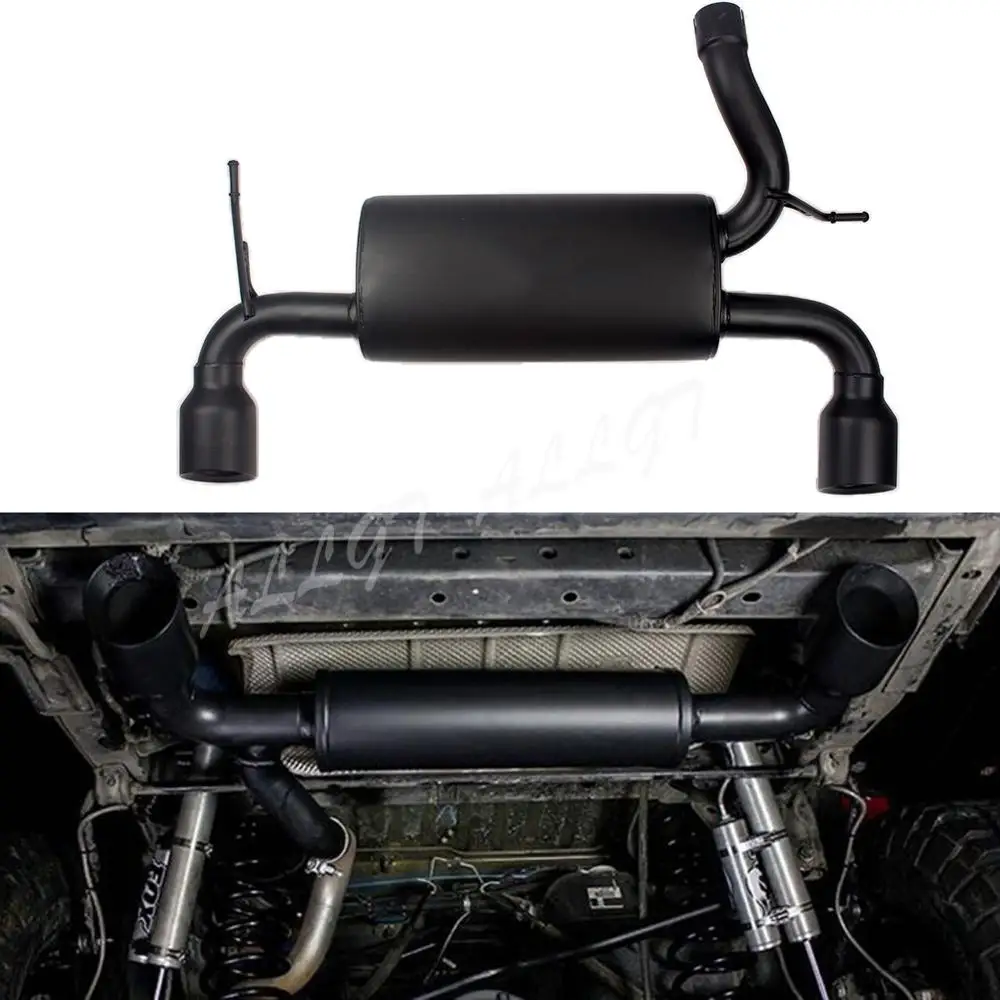 

Flat Black Dual Back Exhaust Muffler System For 2014 2015 2016 2017 Jeep Wrangler JK
