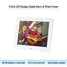 Andoer 8 дюймов цифровая фоторамка светодиодный фотоальбом 2,4 г дистанционное управление часы Музыка Видео Стенд кронштейн для семейный подарок