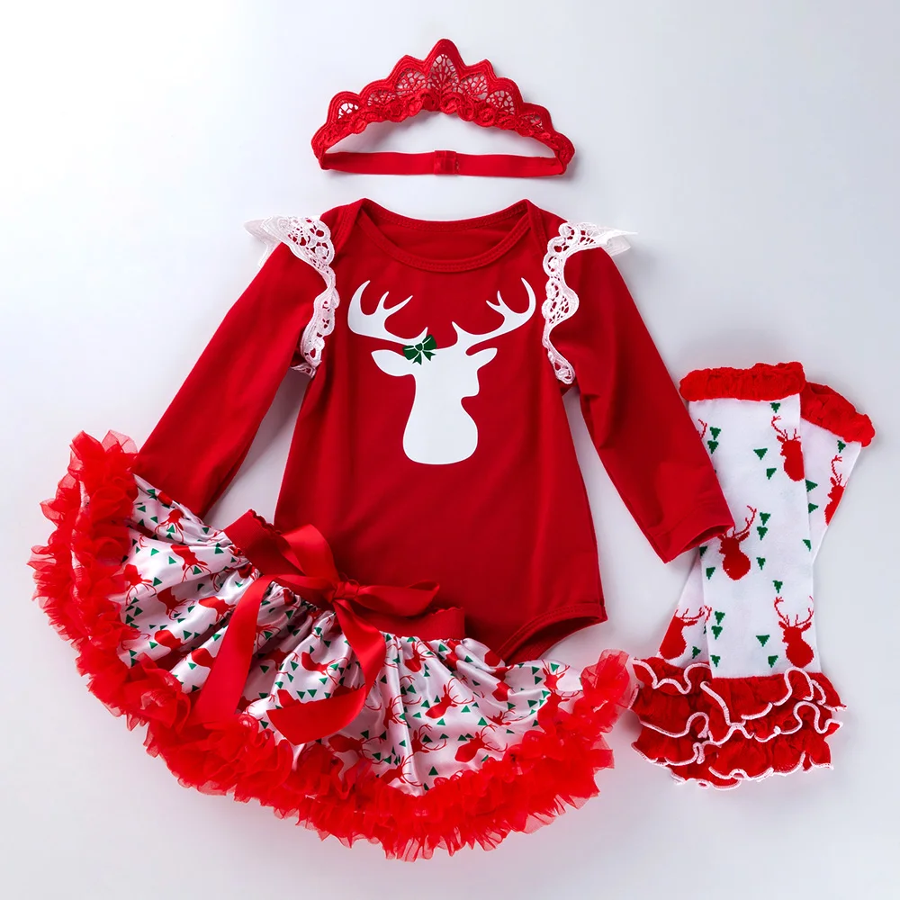 Одежда для новорожденных с рождественским оленем; Детский костюм с юбкой; красная юбка с оленями; подарок на день рождения; Новинка г.; костюм с юбкой - Цвет: F5033
