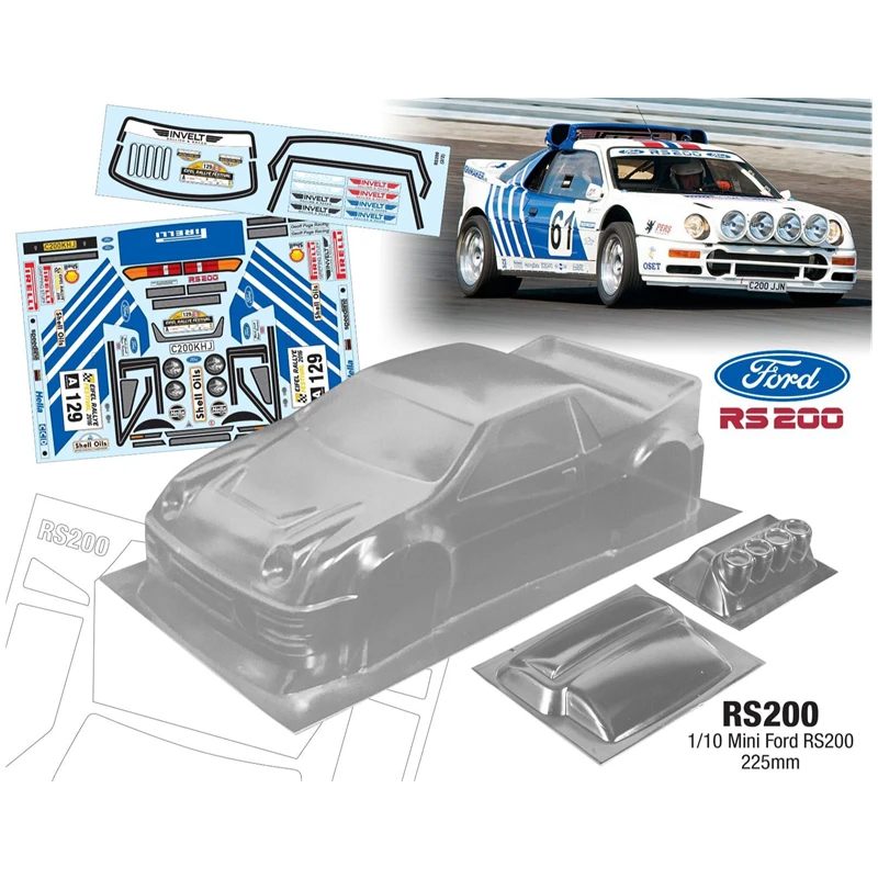 Rs200 1/10 Mini Ford Rs200 Body , 225mm 