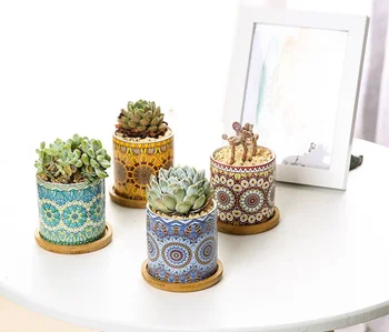 

Mandala Flower Pot Indoor Herb Mini Potted Plants for Office Decoration Garden Home Accessories Plant Free Planter Desktop 6.28