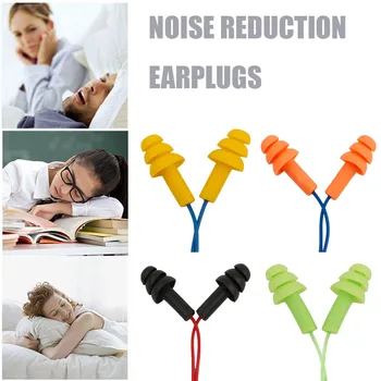 

Waterproof Soft Silicone Corded Ear Plugs Travel Sleep Noise Prevention Earplugs Noise Reduction Swimming Earplugs Earmuff