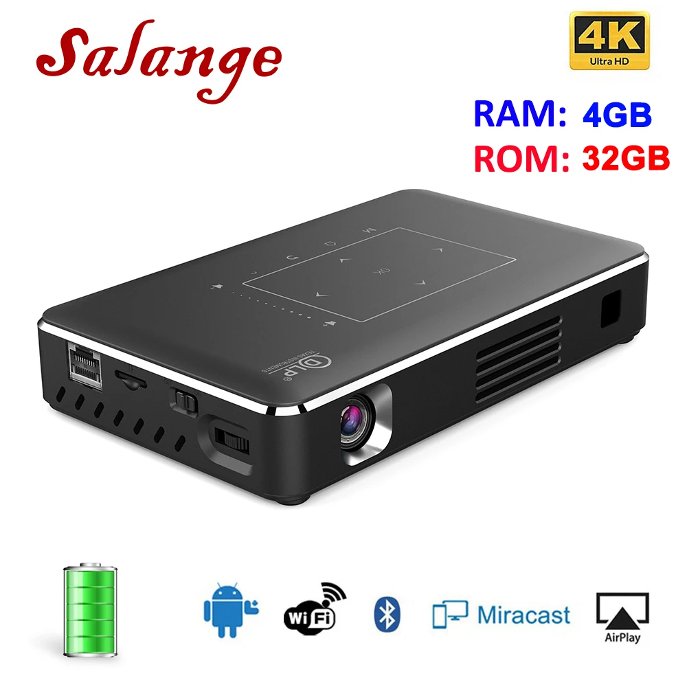 Проектор Salange DLP 4K Android Wi Fi Pico projecter Поддержка DLNA HDMI 1080P 350 ANSI USB проектор для Mac Windows