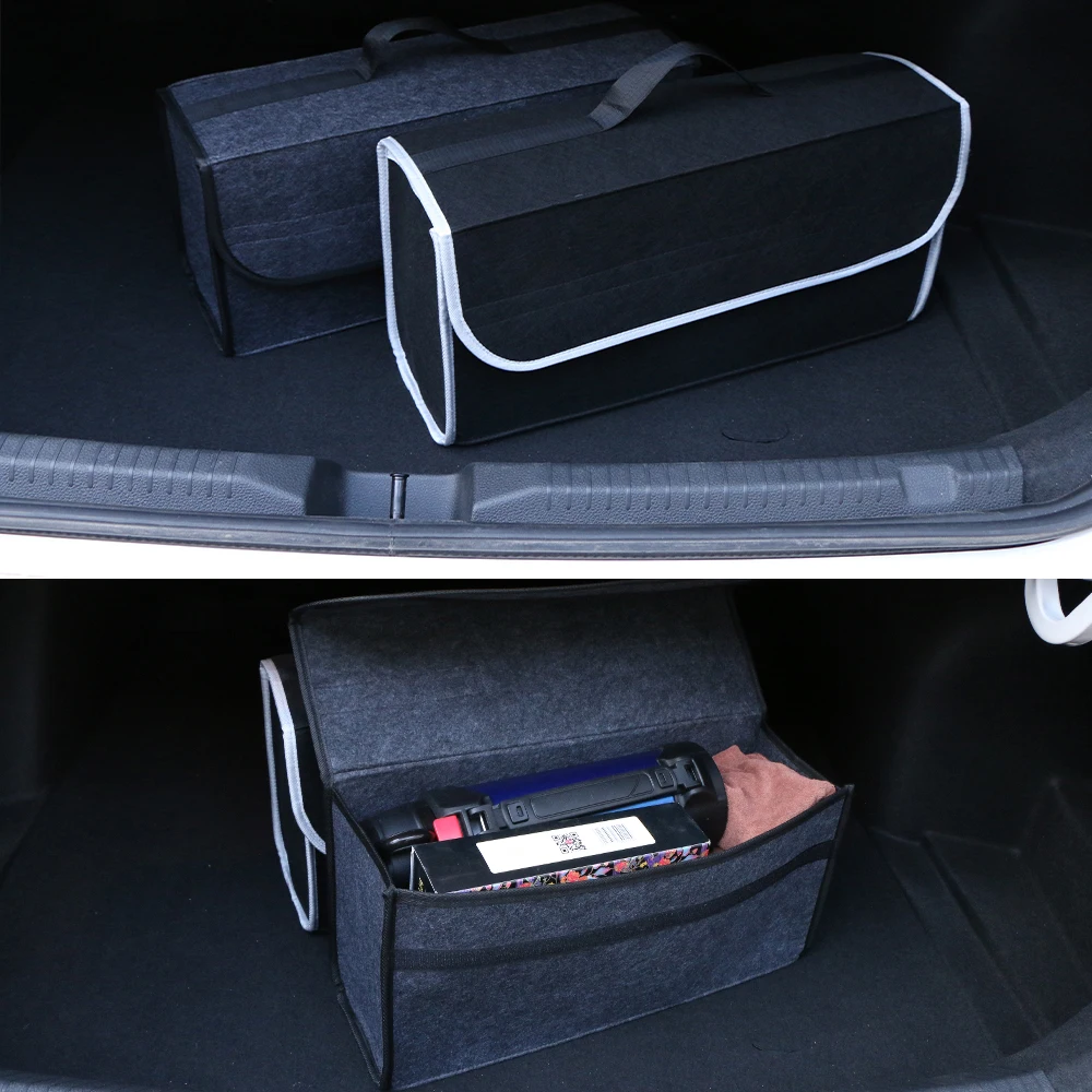 Car Trunk Storage Felt Cloth Foldable Finishing Box Organizer in the Car Multifunctional Durable Storage Box Auto Accessories