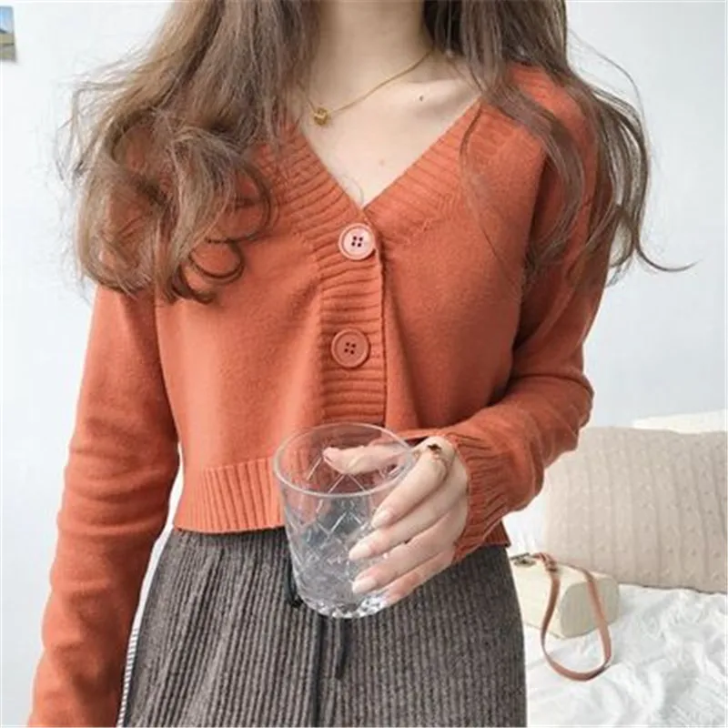 Женский вязанный кардиган с рукавами, укороченный вязаный Топ, свитер, винтажный вязаный кардиган, PZ2184 - Цвет: zhuan hong