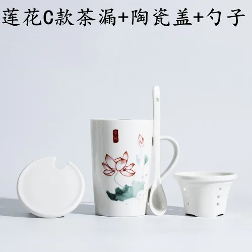 Китайская чайная кружка, чашка для заварки, креативная керамика с деревянной крышкой, вакуумный белый стакан на заказ с крышкой, украшение дома GG50mk - Цвет: 3
