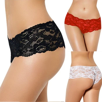 

Fashion New Sale Sexy Pant Gauze Underwear Lace Perspective Women Sexy Lingerie Women Lace Pants Exposed Female G-string 1pcs