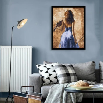 

Paint By Numbers Diy Acrylic Painting Kit for Kids & Beginner - 16inch x 20inch a Woman of a Violin (Without Frame)