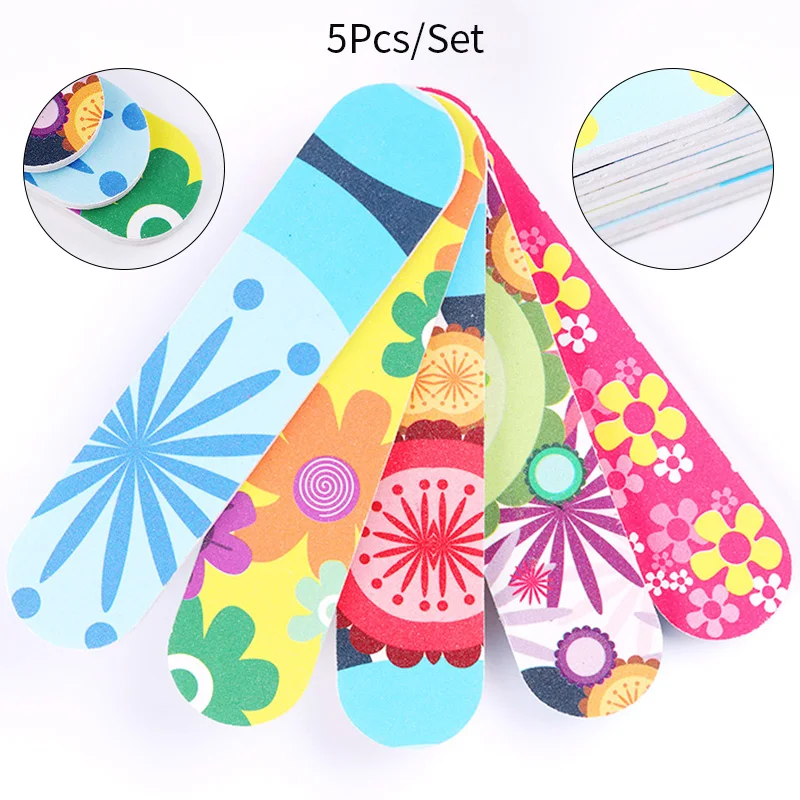 

5 Pcs/10 Pcs/set Colorful Nail File Buffer Professional Gel Nail Polishing Tools Flowers Beauty Design Nail Sanding Accessories