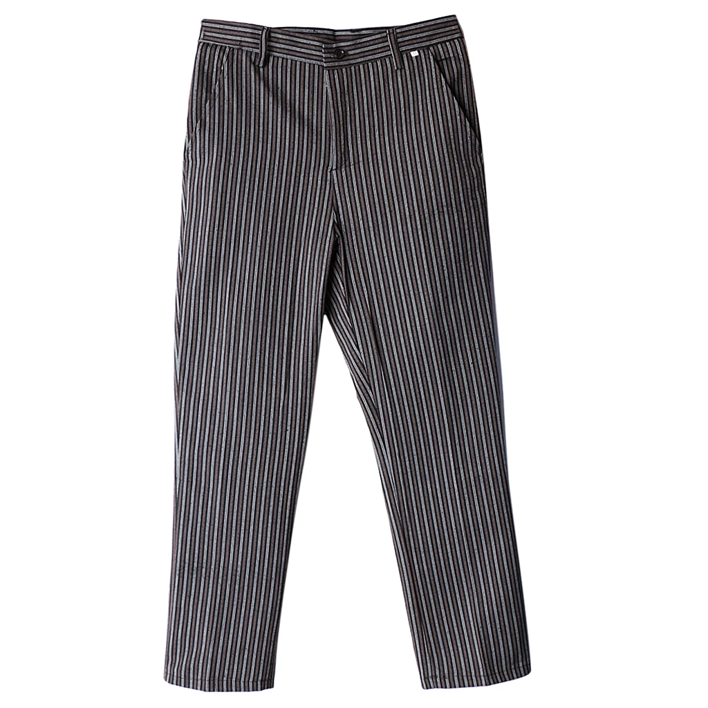 Mens Womens Chef Uniforms Baggy Pants Trousers 2 Pockets Restaurant Kitchen Uniform Cook Trousers Elastic Waist M-4XLStripe