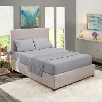 

Home Bedding Set Bed Sheet Mattress Cover Pillowcase Solid Color Polyester Bedding Kit