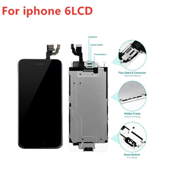 

100% Tested Full Assembly LCD Screen For iPhone 6 6G Replacement Touch Digitizer Pre-assembled Display +Home Button+Front Camera