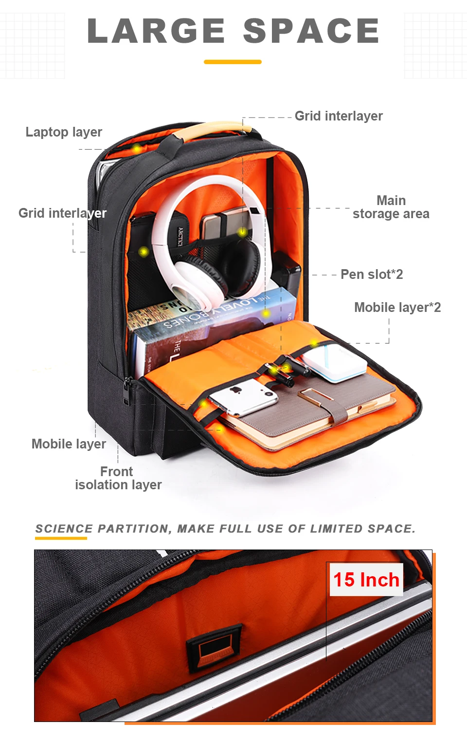 Business Backpack Men Briefcase Travel USB Charging Bag Male Waterproof Laptop 15.6 Inch Notebook Bags Pack Unisex Women Bagpack (5)