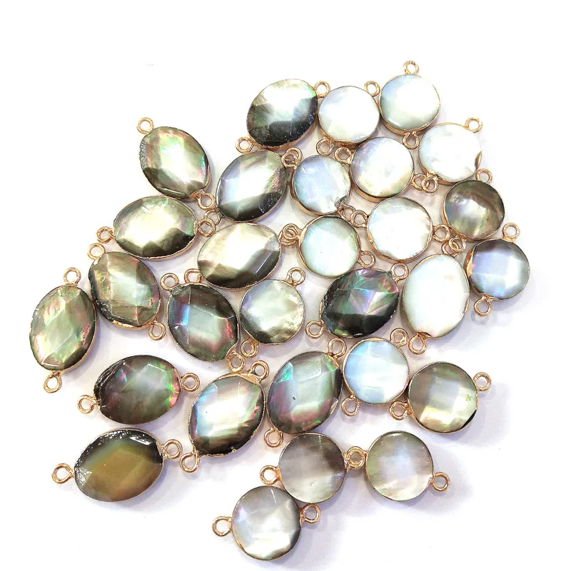 

Fashion Jewelry Making Natural Shell Connectors Pendants Round/oval Pearl Connector DIY Necklace Charm Jewelry 13x18mm 18x24mm