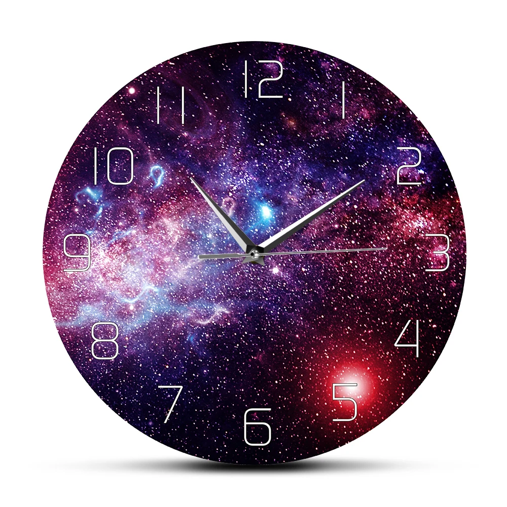 Вселенная Космос Галактика Печать настенные часы не тикающие часы Звездное небо настенные часы для кухни гостиной спальни дома Художественный подарок