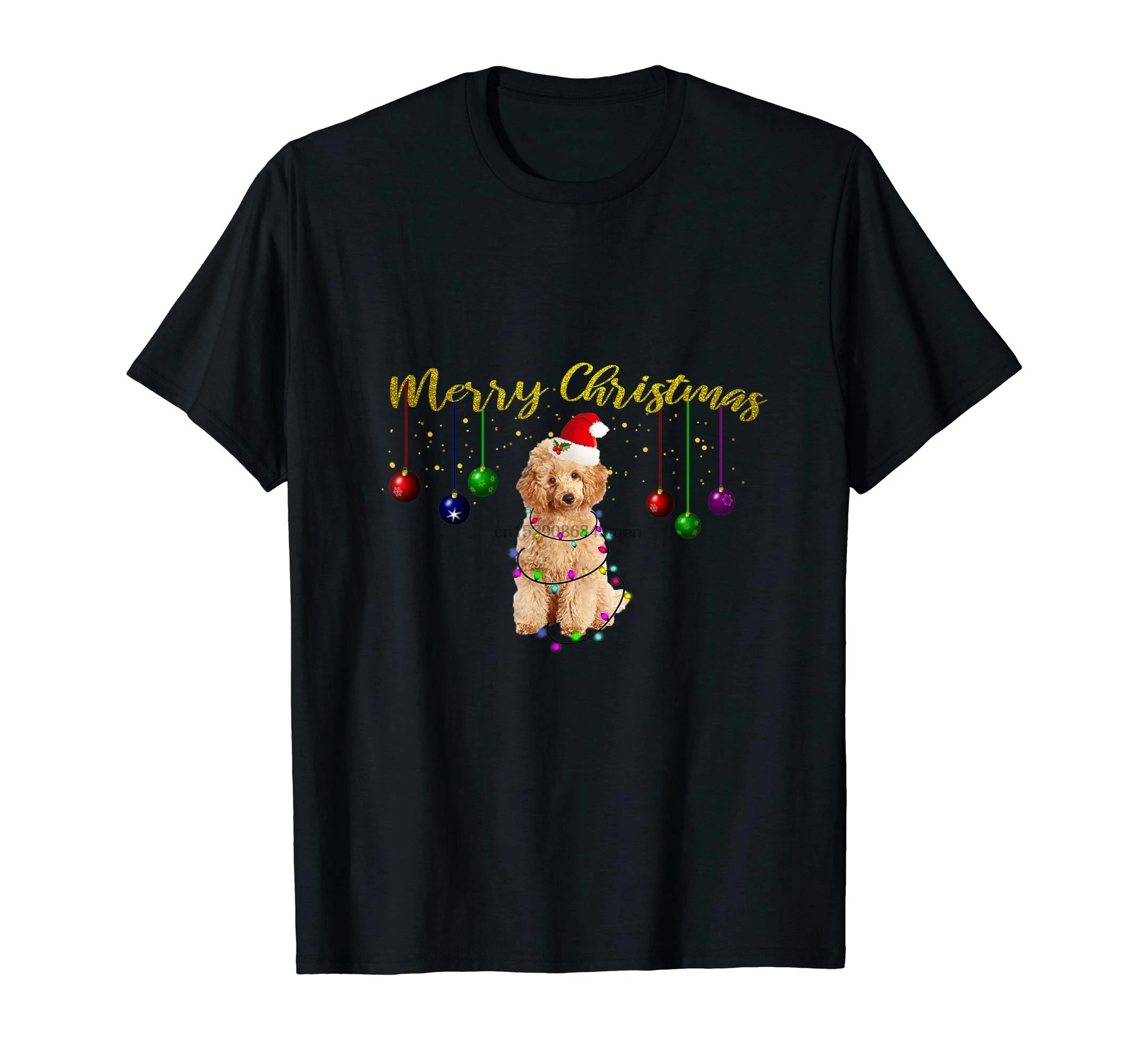Merry Christmas podle Santa Hat Рождественские огни Футболка мужская черный| |