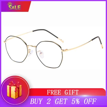 

2020 New Men Vintage Anti Blue light Glasses Frame With Degree Round Women Myopia Lens Nearsighted Glasses GIAUSA