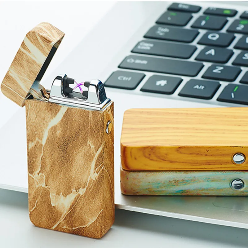 Двойная дуга USB Электронная зажигалка зеленый лазер Lgnition Беспламенное ветрозащитное плазменное зажигалка аксессуары для курения мужские подарки