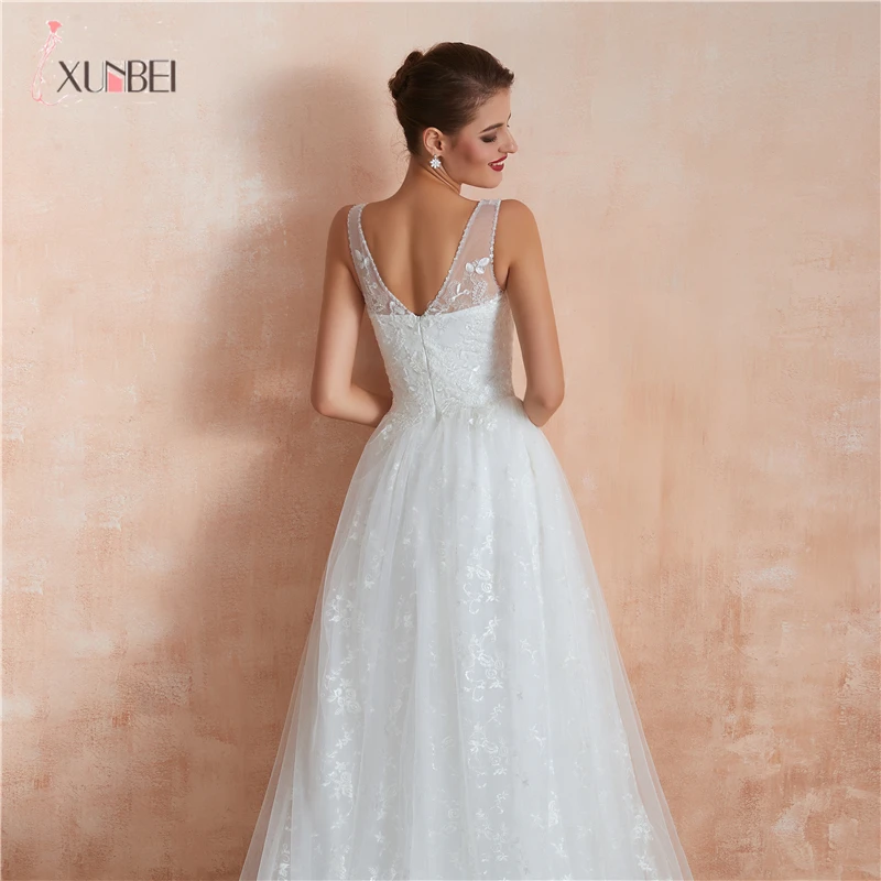 В наличии Vestidos De Noiva Новое поступление белые свадебные платья сексуальные глубокий v-образный Вырез Кружева Тюль молния свадебное платье