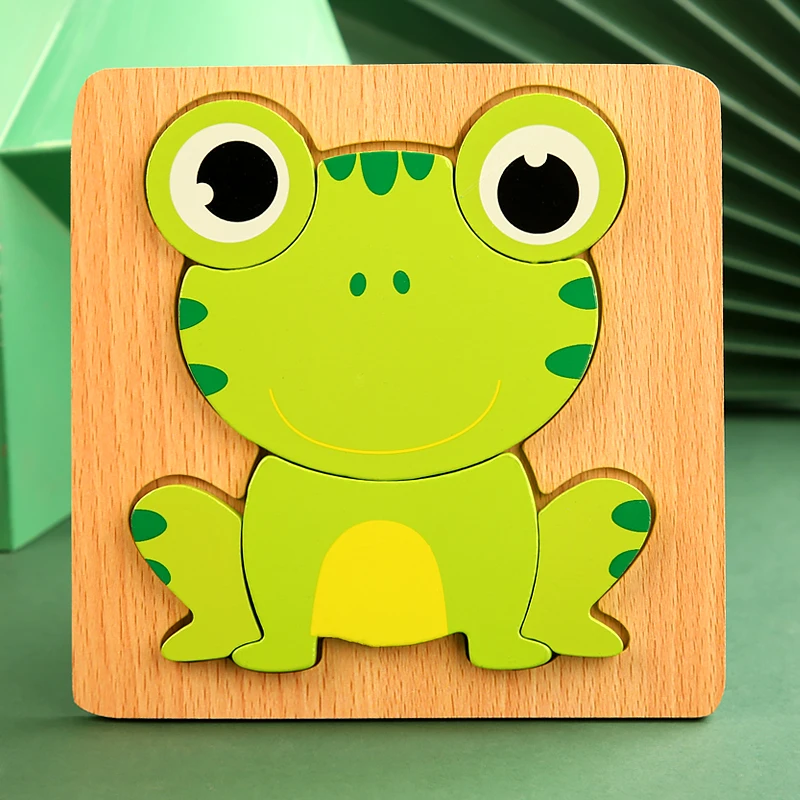 High Quality 3D Wooden Puzzles Educational Cartoon Animals Early Learning Cognition Intelligence Puzzle Game For Children Toys 45