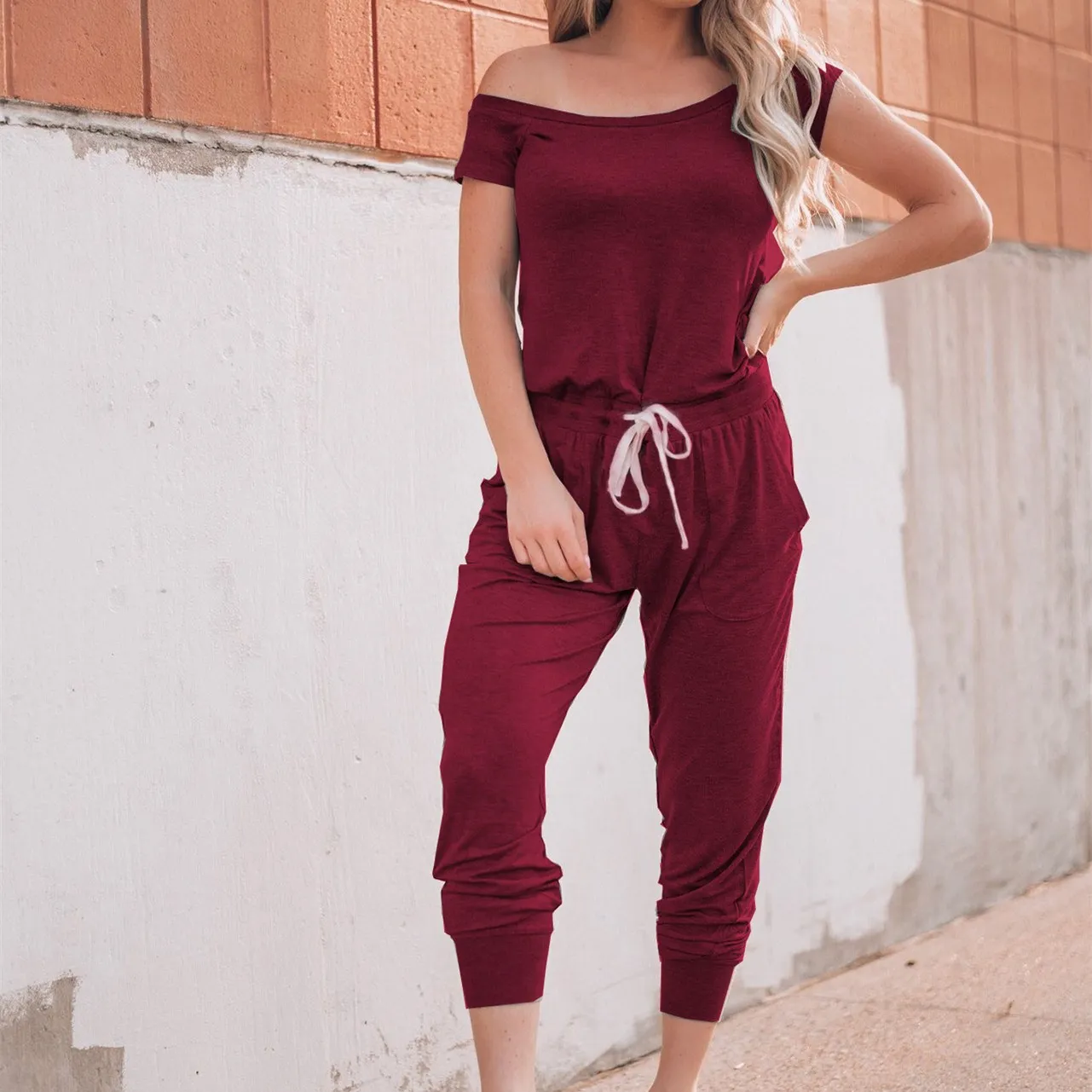 Новинка 2019 сексуальный женский летний комбинезон на одно плечо с высокой талией