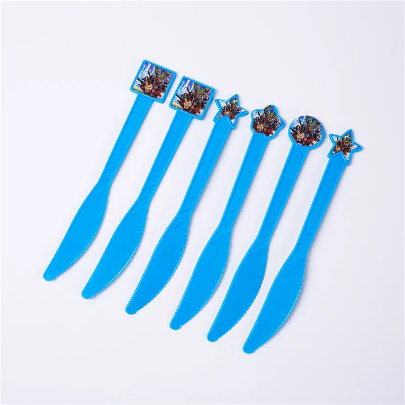 Knife-6Pcs Супергерой Мстители Дети День рождения украшения вечерние бумажный шарик чашки соломы вечерние принадлежности для дня рождения ребенка - Цвет: Knife-6Pcs