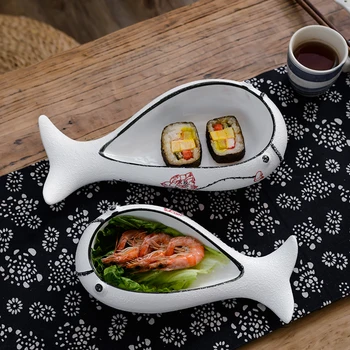 

Creative hand-painted ceramic dishes special hotel restaurant tableware shaped home dinner plate fruit soup rice plate fish-shap
