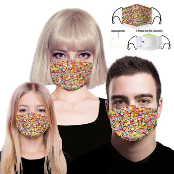 

Cute Cartoon Face Fabric Masks Adult Kids Reusable Protection Anti Dust Mouth Mask Proof Bacteria Mask with 7pcs PM2.5 Filters