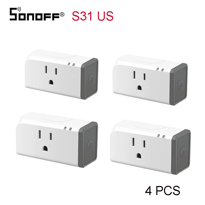 S31 US 4pcs Sonoff S31 US 15A Мини Wi-Fi умная розетка для дома измеритель энергопотребления монитор энергопотребления приложение дистанционного управления IFTTT с Alexa - Комплект: S31 US 4pcs