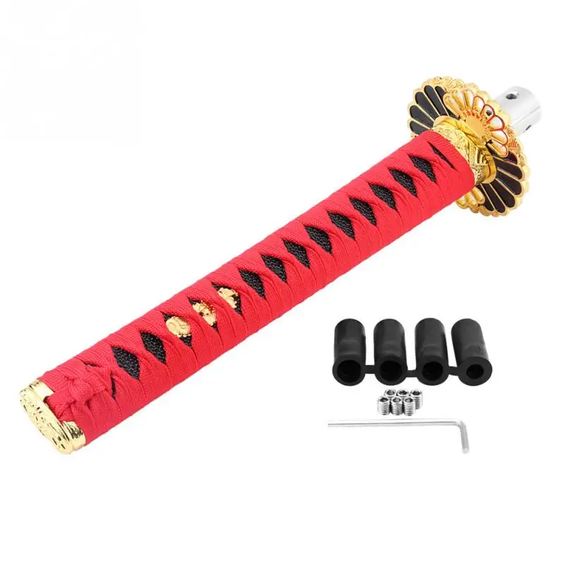 Universal Japanese Sword Car Gear Shift Lever Knob Shifter with 4 Adapters Car Accessories