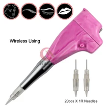 Розовая насадка для татуировочной машины, Мраморная Перманентная машинка для бровей, беспроводная тату-машина для Омбре бровей с легким весом
