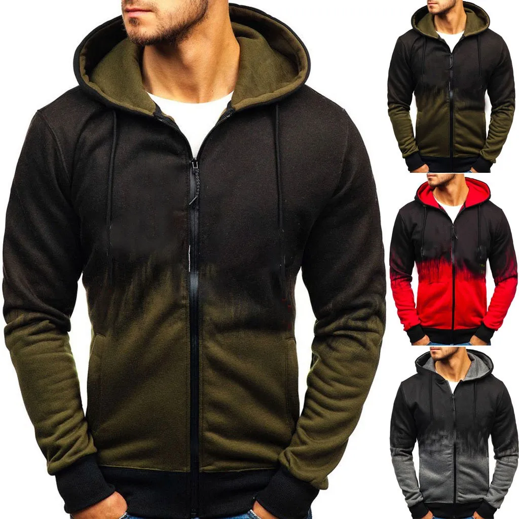 

Men Splicing Tie Dyeing Pullover Long Sleeve Hooded Sweatshirt Tops Blouse autumn winter Dropshipping size Leisure Work clothes