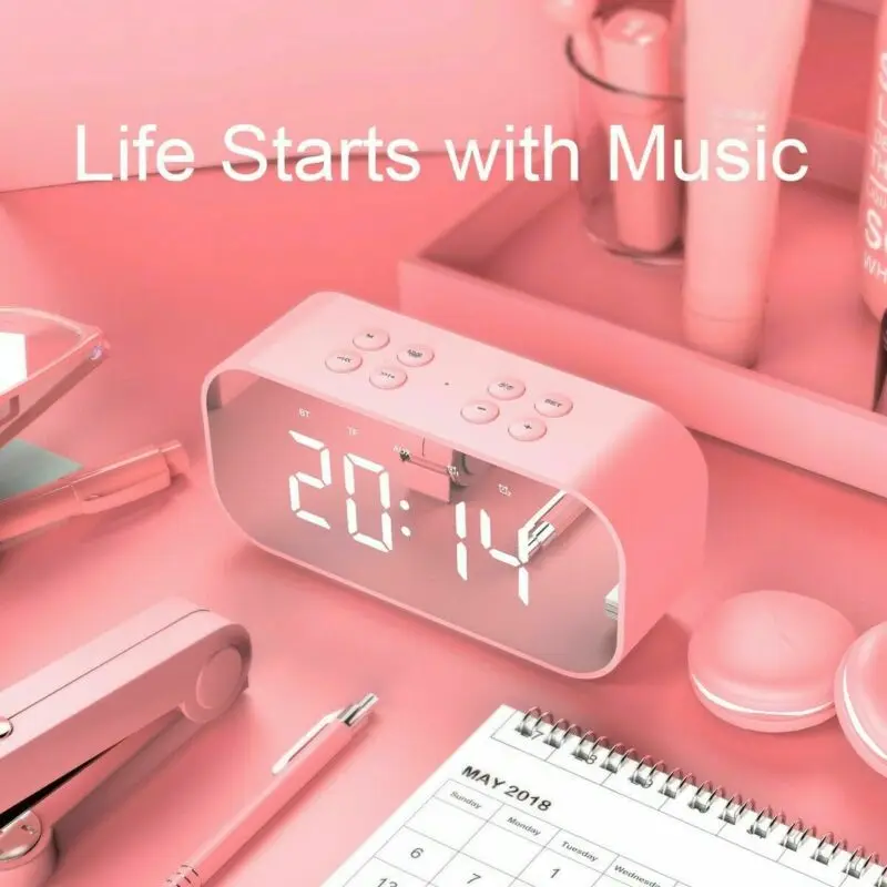 

Portable Buletooth Speaker With Alarm Clock 5.0 Stereo Sound Speaker Digital Electronic Desktop Clocks Table Decor