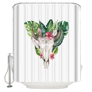 

Tropical Plant Flower Leaves Animal Skeleton Bathroom Shower Curtain Home Decoration Shower Curtain Bathroom Accessories