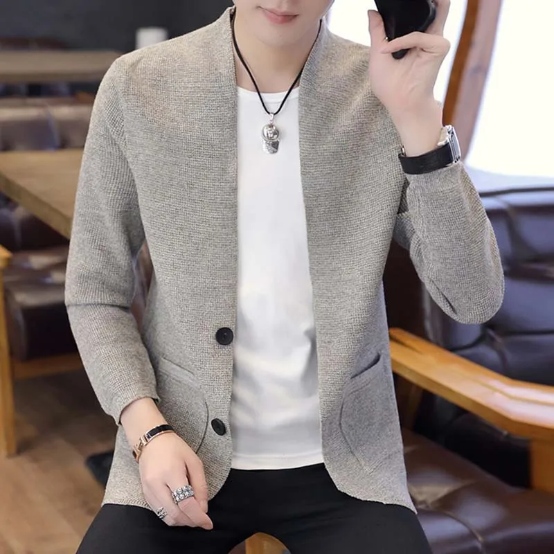 Autumn Cardigan Sweater Coat Men's Long Sleeve Cardigan Thin Men Trend Knitted Slim Sweater Brand Clothing yw571
