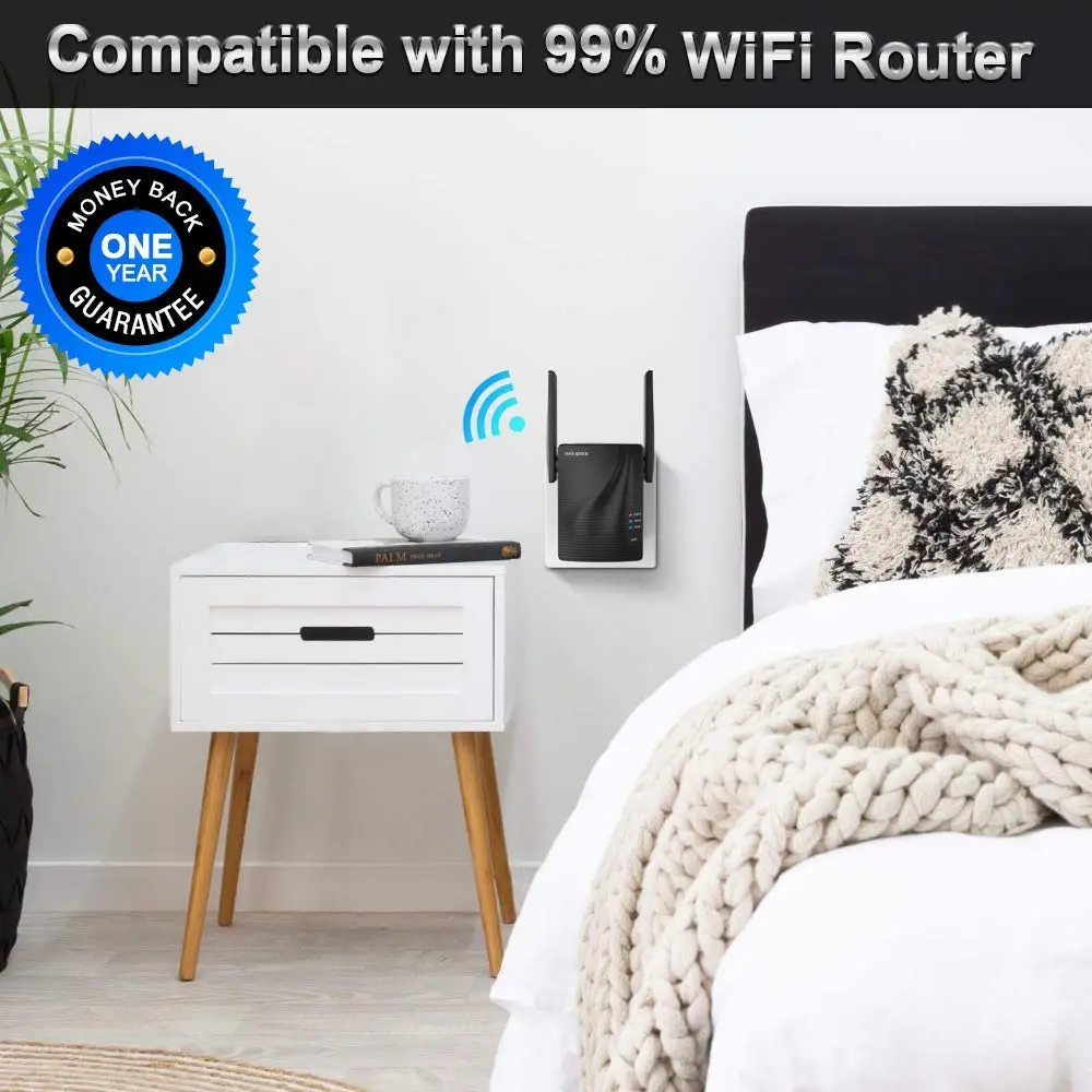 Tend WiFi Range Extender Wireless Repeater 1200Mbps Wi-Fi Extendor Internet Signal Booster with 2External Antennas Full Coverage