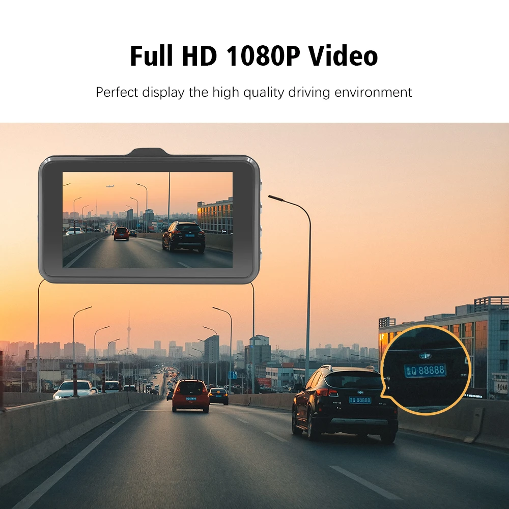 3-дюймовый Full HD 1080P вождение автомобиля Регистраторы Автомобильная камера цифровой видеорегистратор Двойной объектив Dashcam с детектором движения Ночное Видение G Сенсор