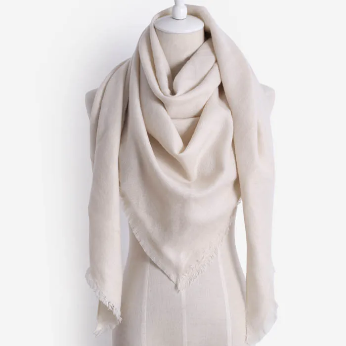 Новая мода зимний теплый треугольный шарф для женщин пашмины шаль кашемировые клетчатые шарфы одеяло шали шарф женский палантин - Цвет: White