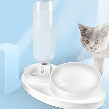 

Adjustable Pet Food Dish Automatic Bowl Pet Dog Cat Feeder Water Bowl Pet Supplies Pet Cats Oblique Double Bowl With Holder NEW