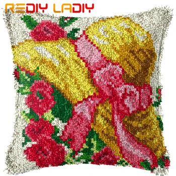 

Latch Hook Kits Make Your Own Cushion Flowers Hat Pre-Printed Canvas Crochet Pillow Case Latch Hook Cushion Cover Hobby & Crafts